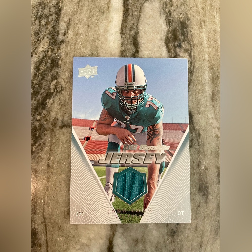 NFL JAKE LONG MEMORABILIA UD ROOKIE JERSEY DOLPHINS 2008